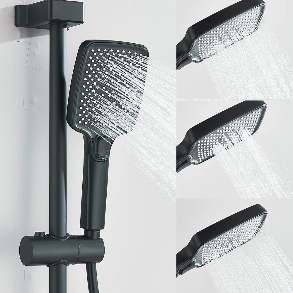 LCD Display Screen Shower Faucet Bathroom Hot Cold Control Background Lights Shower Set Piano Shower System Wall Mounted