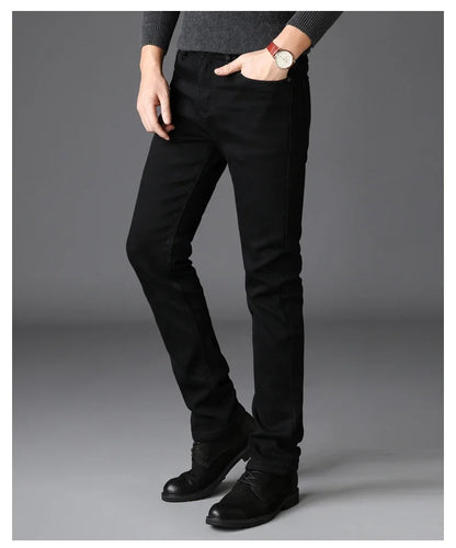 Men Classic Advanced Fashion Brand Jeans Jean Homme Man Soft Stretch Black Biker Masculino Denim Trousers Mens Pants Overalls.
