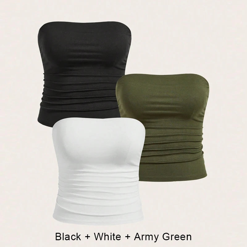 3PCS/set Sexy Top Femme Plus Size Female Underwear Lady Women Summer Top Lingerie Bandeau Tops Women's Tube Corset Hot Intimates.