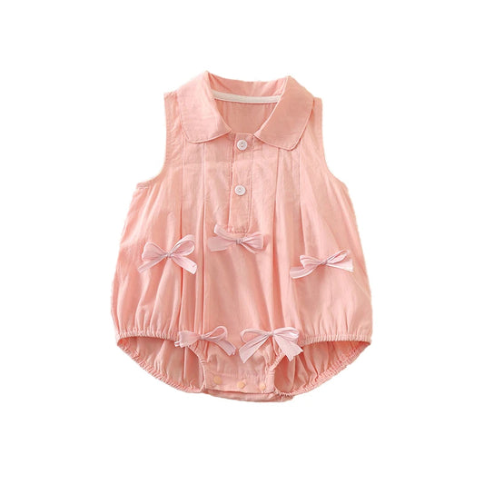 Sommer Säuglings Body Kleidung 3-24M Nette Schleife Kleinkind Neugeborene Artikel Baby Dünne Lose Ärmel Ein Stück