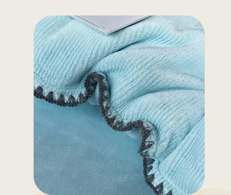 2024 new matte thin strip shell edge winter bed four-piece set milk fleece coral fleece thickened warm bed sheet quilt cover.