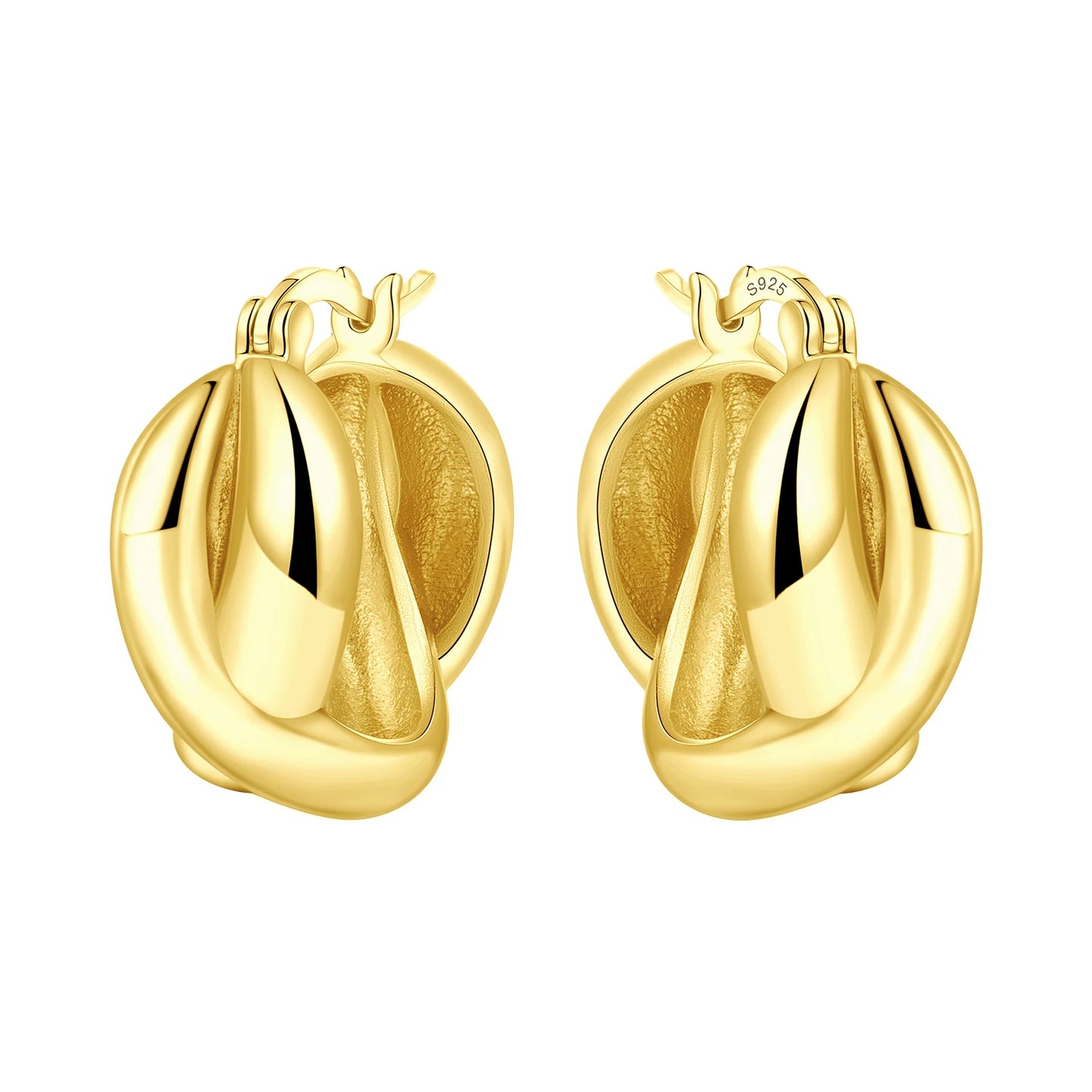 Original 2025 S925 Sterling Silver Zircon 18K Gold Lining Vintage Hoop Earrings for Women Birthday Party Wedding Gift Jewellery