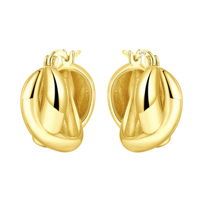 Original 2025 S925 Sterling Silver Zircon 18K Gold Lining Vintage Hoop Earrings for Women Birthday Party Wedding Gift Jewellery