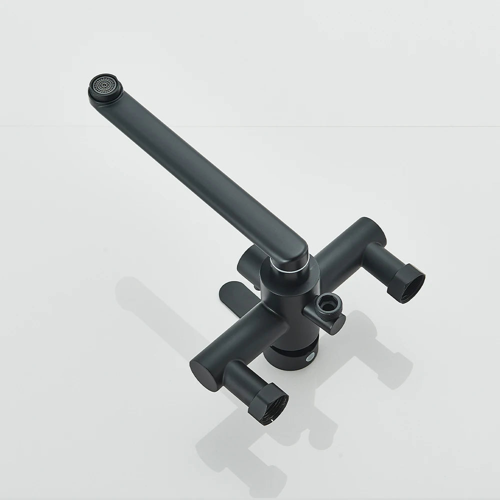 Kitchen Faucets Stainless Steel Wall Mounted Multifunctional Bathroom Basin Faucet Hot Cold  Water Mixer Taps With Spray Gun