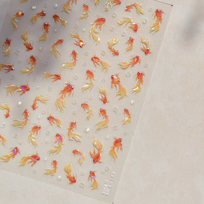 Ocean Theme 5D Nail Sticker Summer Beach Seashells Starfish Conch Scallop Shell Coral Self Adhesive Decoration Manicure Decal