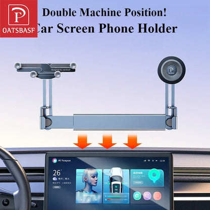 Oatsbasf Dual-position Car Screen Phone Holder Stand Metal Aluminum Adjustable for Tesla Model 3 Highland Y Car Accessories.