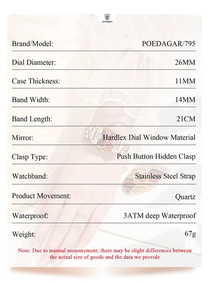 POEDAGAR Diamond Luxury Watch For Woman High Quality Waterproof Date Ladies Quartz Watch Stainless Steel Women Watches Reloj+Box.