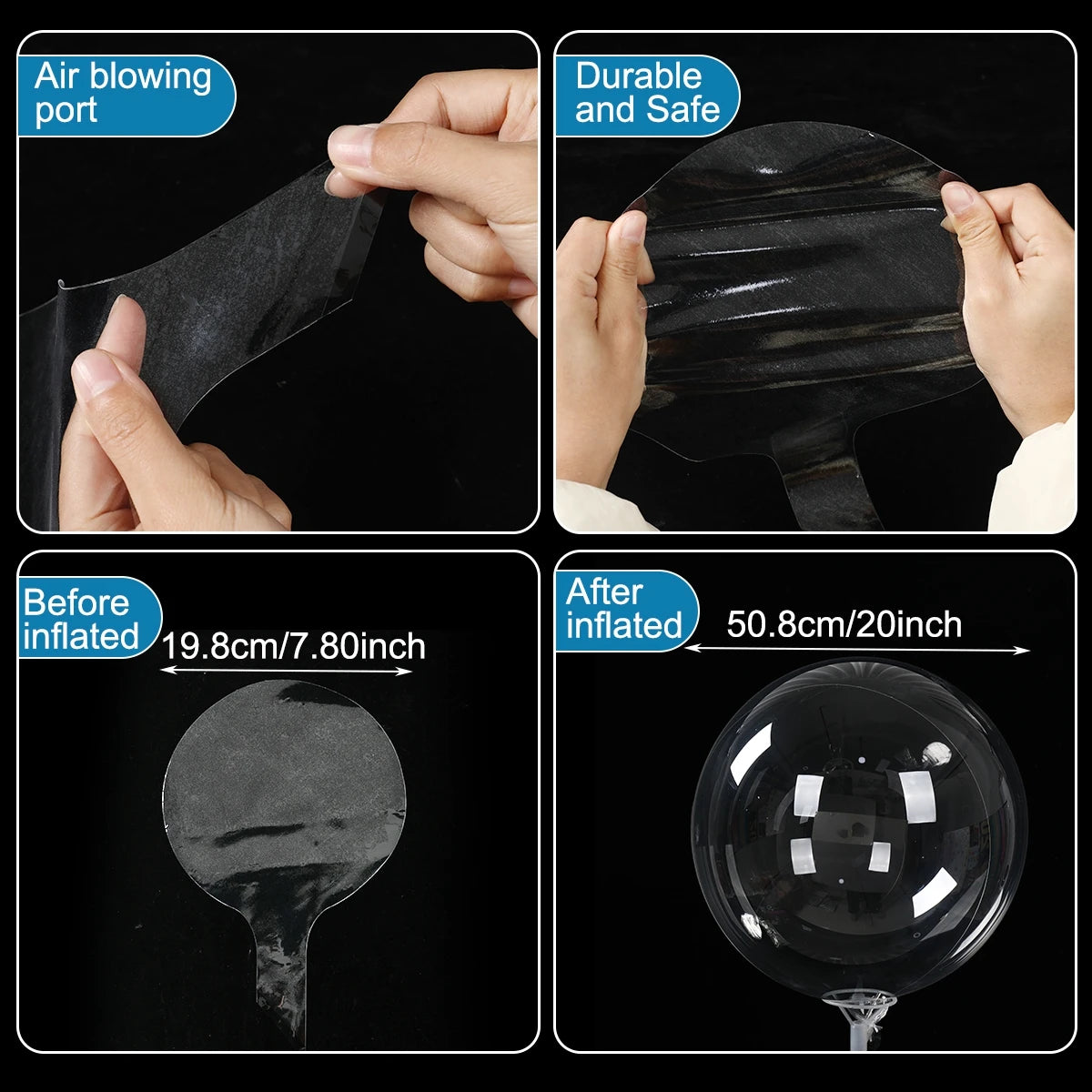 10 Stück LED-Leuchtballons, die im Dunkeln leuchten, transparente LED-Bobo-Luftballons mit Lichterkette für Geburtstag, Hochzeit, Party, Dekoration.