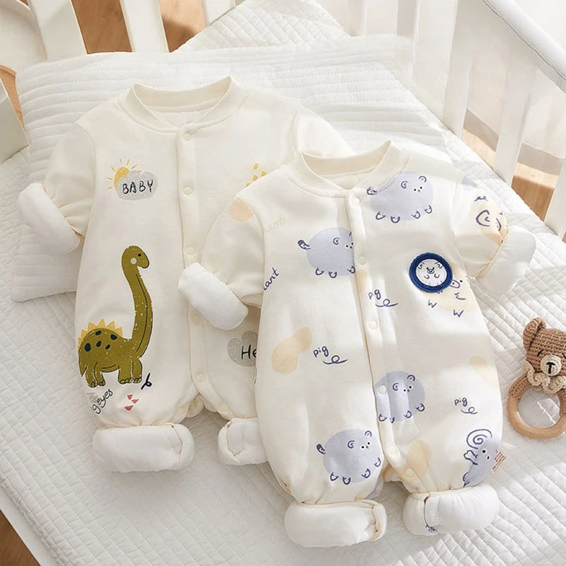 Somenie Neugeborenen Baby Onesie Verdickte Winter Reine Baumwolle Baby Body Warme Baumwolle Winter Niedlich Gedruckt Jungen Mädchen Onesie.