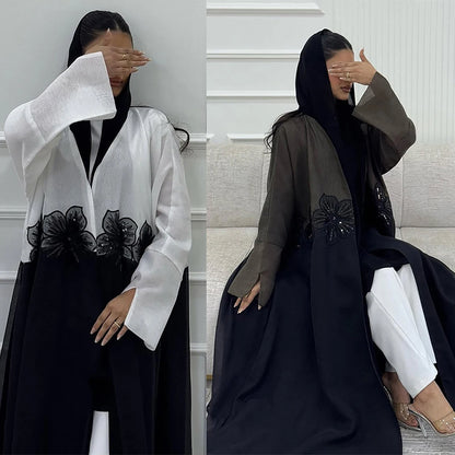 Eid Dubai Open Abaya Appliques Kimono Cardigan Women Muslim Dress Turkey Kaftan Kebaya Caftan Marocain Femme Robe Islam Jalabiya.