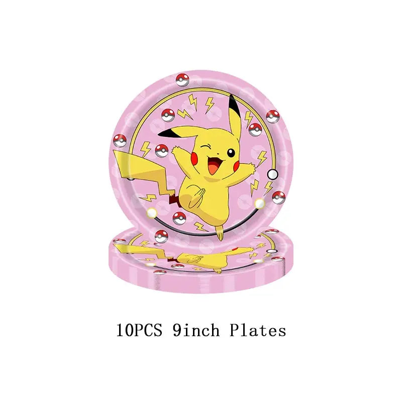 Pokemon Thema Geburtstag Party Dekoration Lieferungen Cartoon Pokemon Gehen Geschirr Tassen Teller Pikachu Ballon Für Baby Dusche Gefälligkeiten