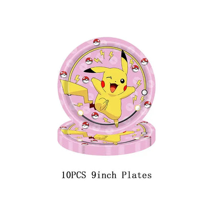 Pokemon Thema Geburtstag Party Dekoration Lieferungen Cartoon Pokemon Gehen Geschirr Tassen Teller Pikachu Ballon Für Baby Dusche Gefälligkeiten
