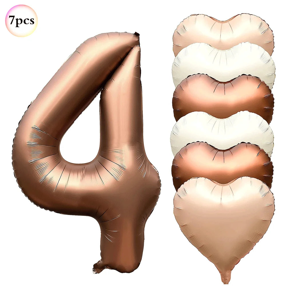 40in Cream Big Number Balloon 18in Three Color Love Foil Helium Balloons Aldult Birthday Set Boys Girls 1st Birthday Decorations