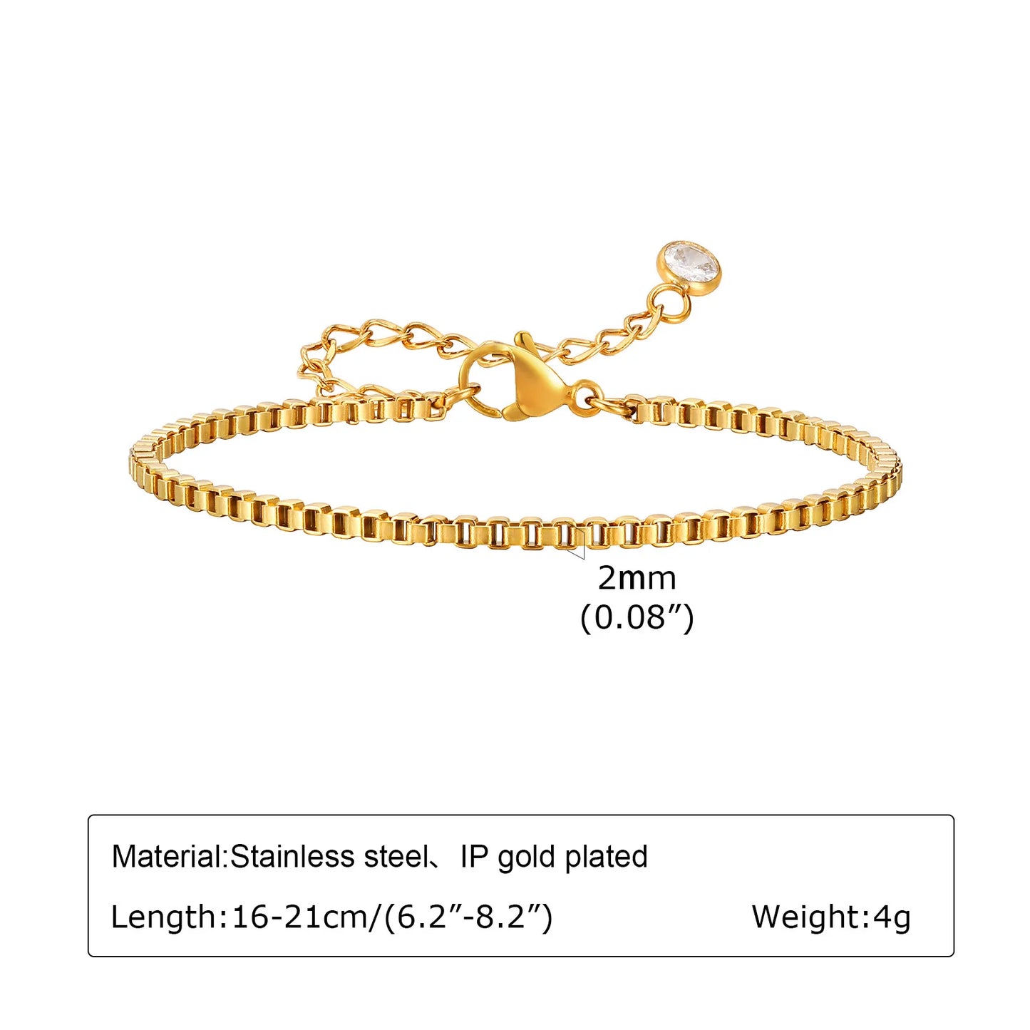Non Tarnish Stainless Steel Bracelet Stackable for Women, Thin Herribone Chain Bracelet Waterproof Gold Plated Jewelry.