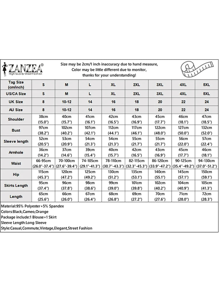 ZANZEA Elegant Women Autumn 2 Piece Sets Muslim Tracksuits Fashion Long Sleeve Tops Pleated Maxi Skirts Suit 2PCS Work Outfits.