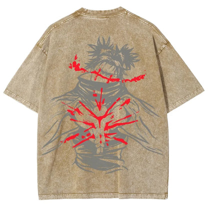 Vintage Jujutsu Kaisen CHOSO T-shirt Women's and Men's Anime Washed Cotton T Shirt Summer Harajuku Street Men Tops Clothing.