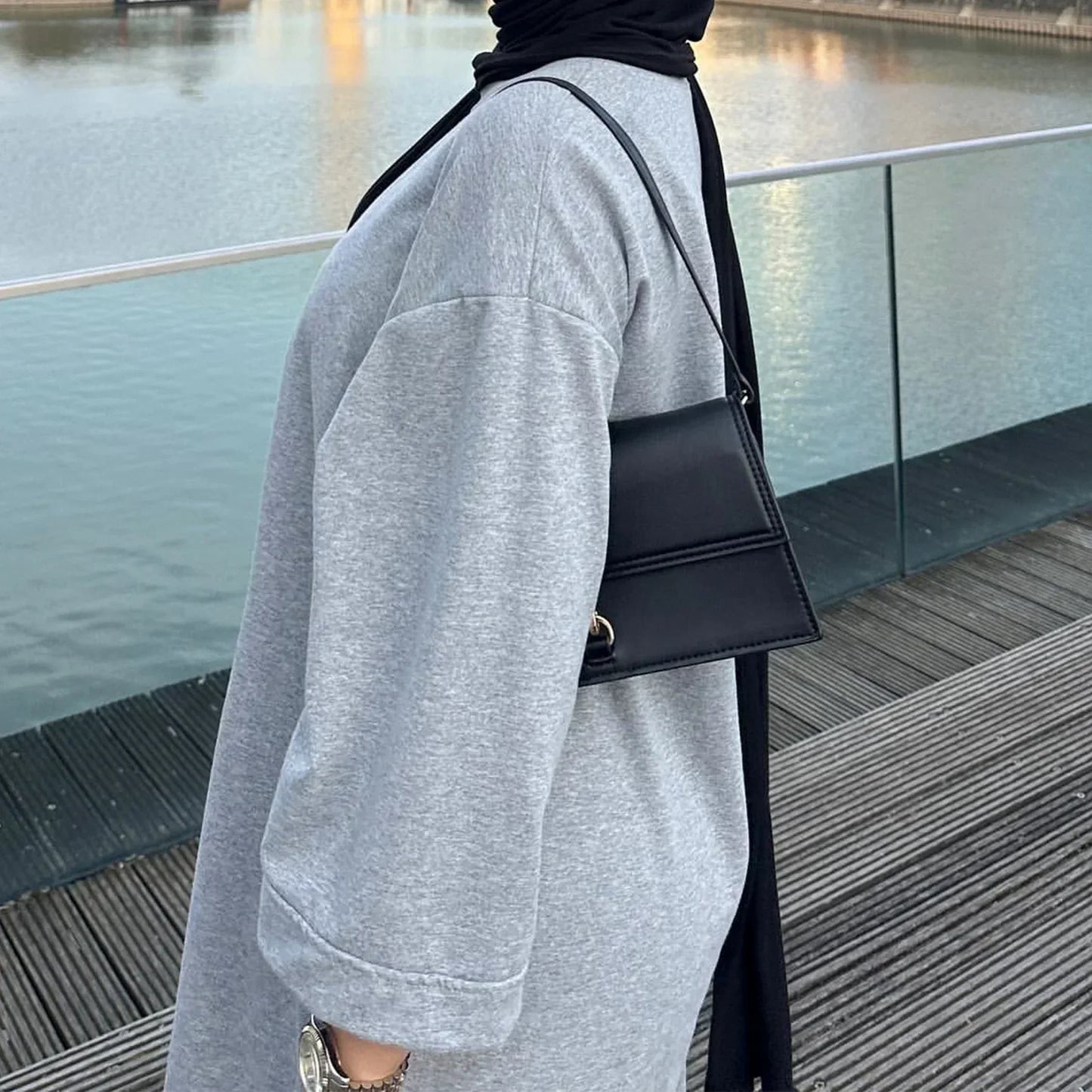 Casual Muslim Abaya Sweatshirt Long Dress for Women Daily Wear Plain Loose Abayas Islam Clothing Ramadan Eid Dubai Turkey Arabic.