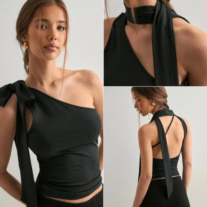 WhereMery Irregular Black Off Shoulder Tube Top Y2K Fashion Sleeveless Backless Tops Autumn New For 2025 High Street Women Vest.