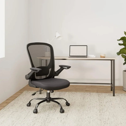 SONGMICS Bürostuhl, Schreibtischstuhl, Drehstuhl mit Netzspannung, ergonomisch, gepolsterte Lendenstütze, Wippfunktion