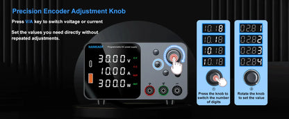 NANKADF Lab Bench Power Supply 30V 10A Switching Power Supply Unit 30V 5A  Adjustable Source 60V 5A Voltage Stabilizer 120V 3A.