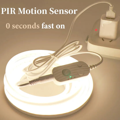 DC5V Neon LED Light Strip Wiress PIR Motion Sensor 6X12MM Silicone Tube Rope SMD2835 120Leds/m Waterproof Flexible Tape Ribbon.