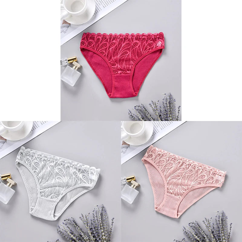 3PCS Cotton Solid Color Women's Panties Breathable Skin-friendly Women's Underwear Home Comfortable Soft Sexy Ladies' Lingerie.