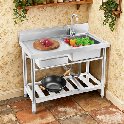 Unabhängiges Einzelwaschbecken für die Küche, Waschbecken aus Edelstahl für Küche, Badezimmer, maximale Tragfähigkeit 150 kg