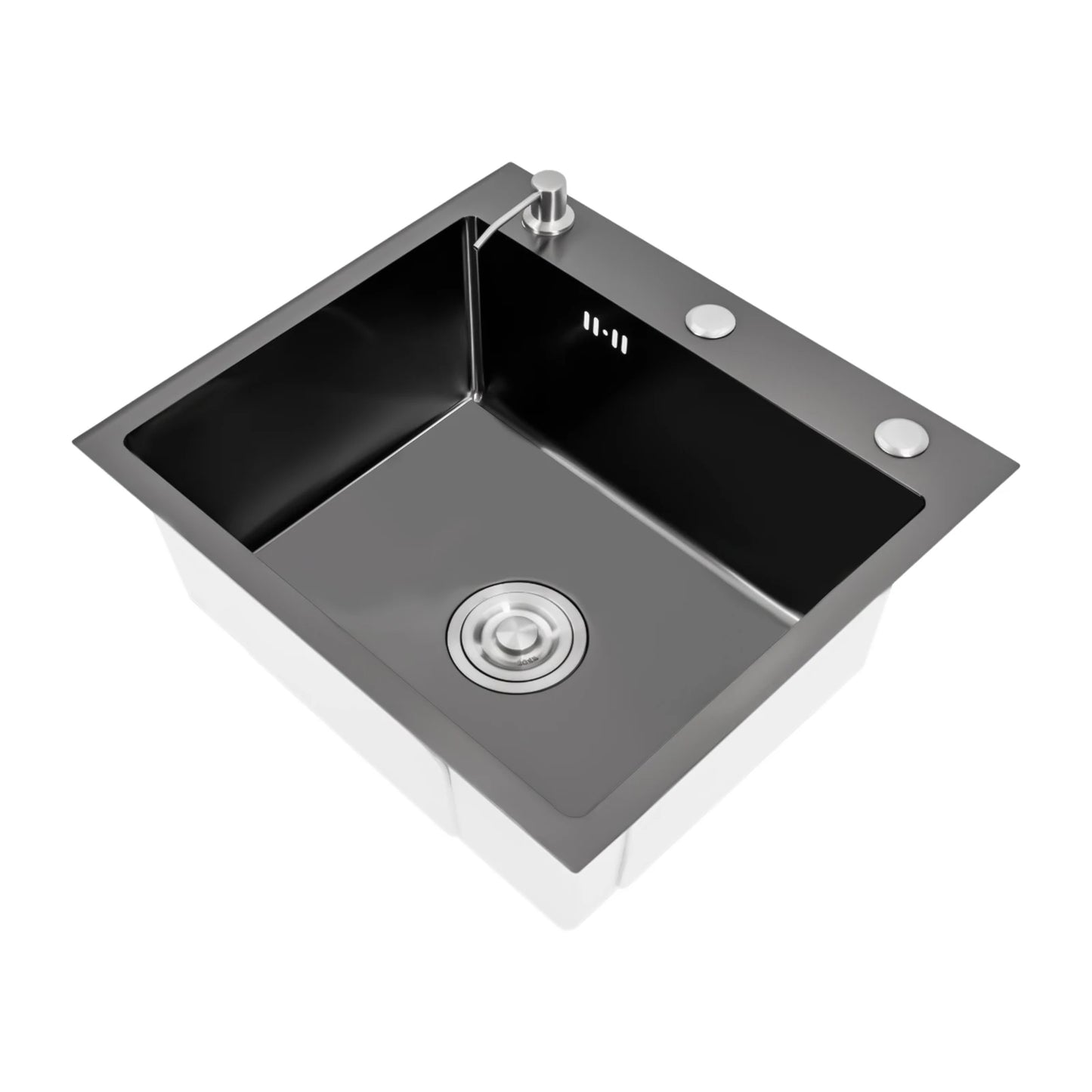 Küchenspüle, Edelstahlspüle, schwarze Edelstahlspüle, schnelle Entwässerung, gute Abdichtung, X-förmige Wassergeleitungsleitung