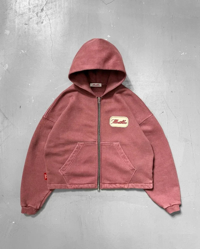 Y2K Fashion New Letter Embroidery Patch Loose Hooded Sweater Women Street Vintage Hip Hop Harajuku Leisure Couple Sports Hoodies.