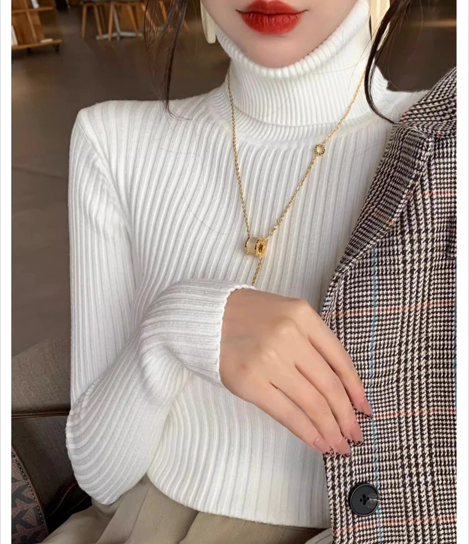 2025, Basis Pullover Herbst Winter Dicken Rollkragenpullover Beiläufige Dünne Gestrickte Pullover Koreanischen Stil Einfache Basis Schicht Warme Tops.