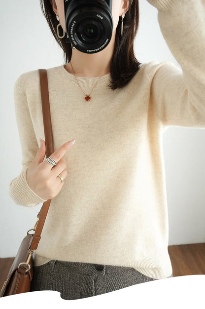 Herbst und Winter Kaschmirpullover Damen Rundhalspullover lässig gestrickt Top Damen kurze Unterwolle Mode 18 Farben