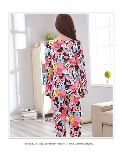 Frühling Und Herbst Langarm + Lange Hosen Zwei Stück Pyjama Set Für Frauen Cartoon Nette Mickey Hause Kleidung Set.