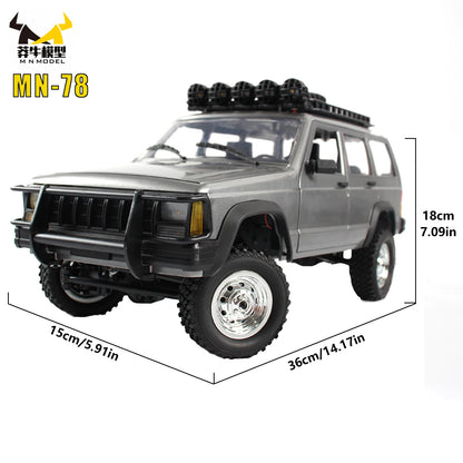 1:12 MN78 4WD Off-Road RC Car 2.4G Full Scale Short Truck With Headlights 280 Motor Real Scale Remote Control Toy Car Model.