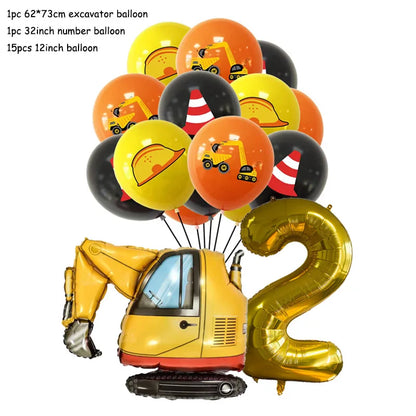 Technische Fahrzeuge Luftballons Bau Party Dekorationen Bagger Ballon Geburtstag Baby Dusche Party Ballon Dekor Liefert.