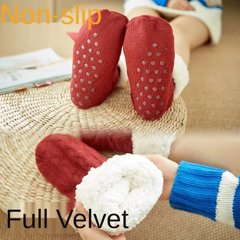 Womens Fuzzy Thermal Sock Plush Grip Hemp Winter Soft Female Home Indoor Warm Bedroom Non slip fluffy Thick Slipper Floor Sock.