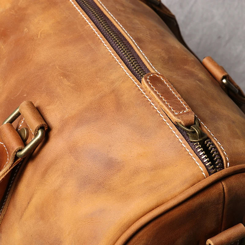 Vintage Herren Rindsleder Business Kurzstrecken tragen Handgepäck taschen große Kapazität Reisetasche einfache Umhängetaschen.