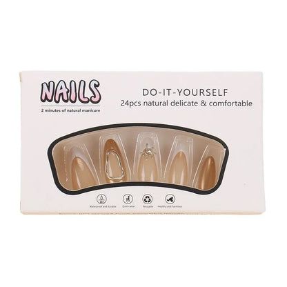 24pcs French White Press on Nails Gold plating Design Fashion False Nails Women Wearable European Spice Girls Fake Nail Tips.