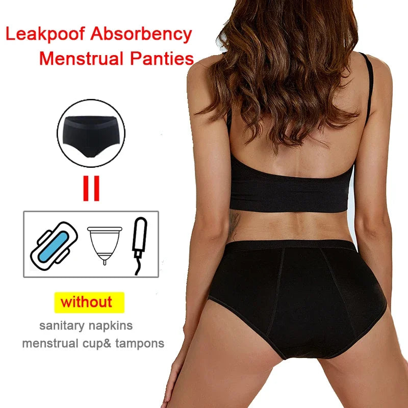 Menstrual panties 4 layer cotton physiological period leakage prevention heavy absorbent reusable mid-waist panties.