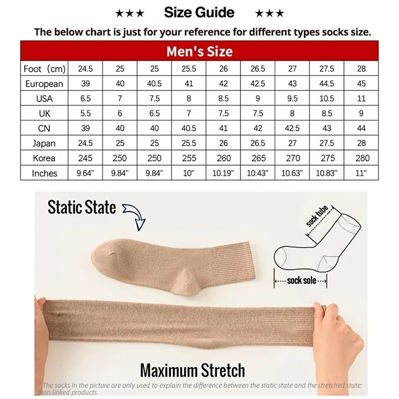 ZEXOLAP 2025 High Quality Casual Men's Business Socks Summer Winter Cotton Socks Quick Drying Black White Long Sock Plus Size US.