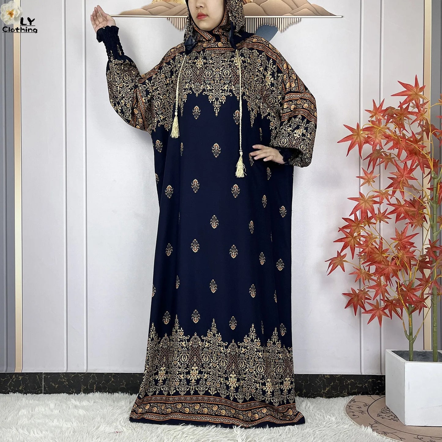 2025Hot Sales New Ramadan Muslim Double Hat Women Abaya Prayer Garment Islam Turkey Arabic Femme Abaya Prayer Kaftan Loose Robes.