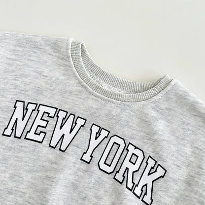 Infant Baby Set Frühling Herbst Brief New York Drucken Neugeborenen Top + Unten Baumwolle Sport kinder Mode Neue Baby Kleidung 0-3Y.