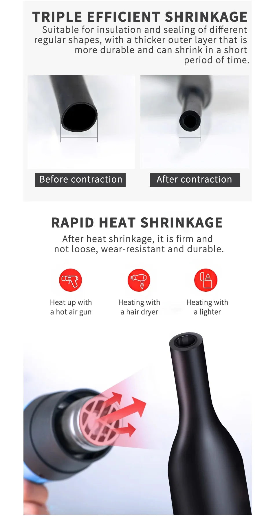 100 Meters/10M Diameter 2.4~25.4mm 3:1 Ratio Adhesive Lined Heat Shrink Tubing Waterproof Wire Wrap Insulated Lined Cable Sleeve.