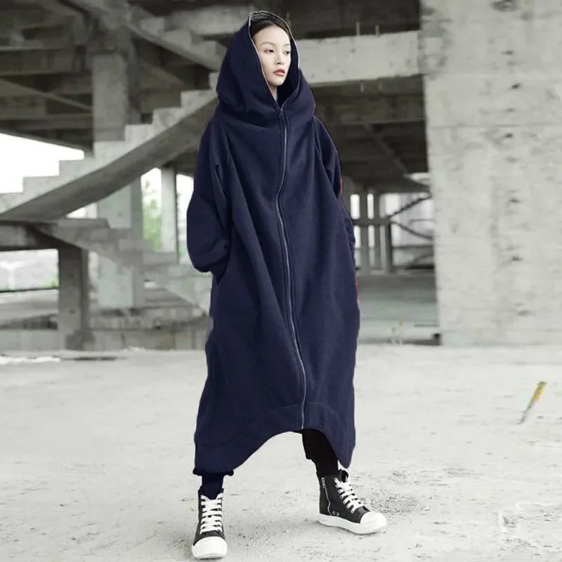 Women Long Sleeve Casual  Hooded Coats Winter Fleece Jackets Korean Sweatshirt Coat Loose Outwear Windbreakers M-5XL