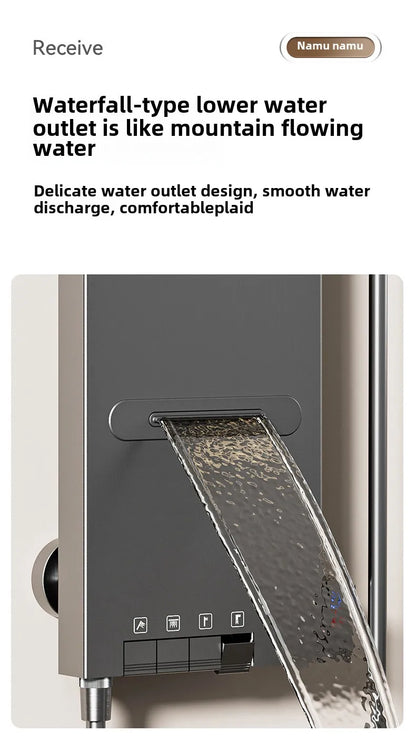 Multi Functional LED Shower Screen Wall Mounted Waterfall Shower Head Set Bathroom Digital Atmosphere Light Shower Set Screen