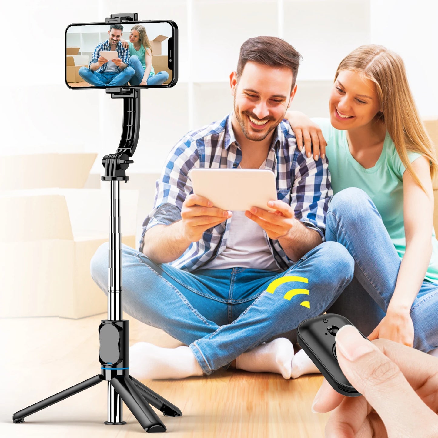 C01 Detachable Phone Clip BluetoothRemote Control Selfie Stick Tripod Portable Tripie Stabilizer Stand for Cell Phone.