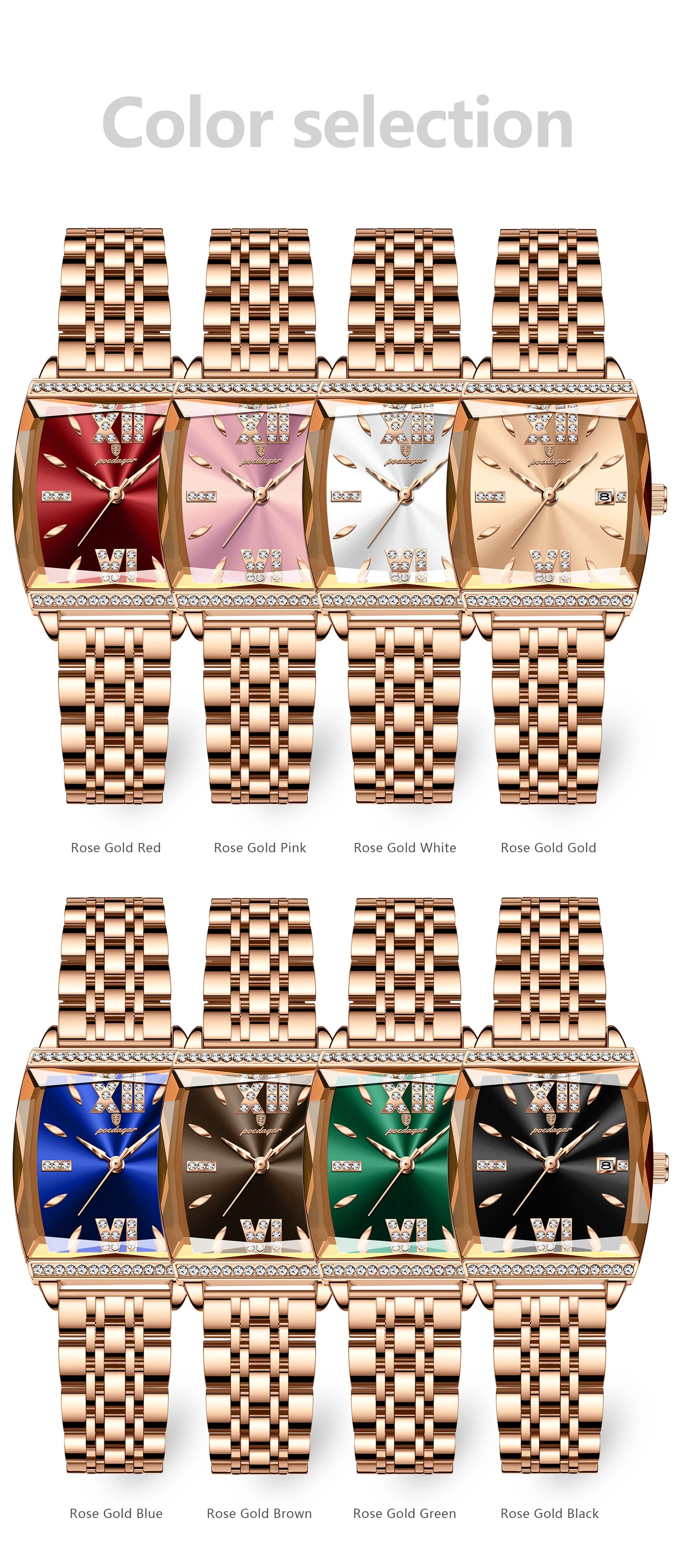 POEDAGAR Diamond Luxury Watch For Woman High Quality Waterproof Date Ladies Quartz Watch Stainless Steel Women Watches Reloj+Box.