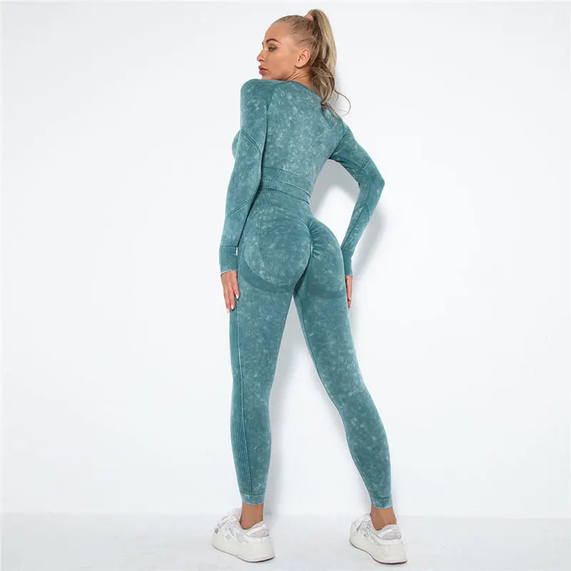 Seamless Yoga Set Gym Clothes Women's Sportswear Yoga Suits Women Fitness Set Tracksuits Sports Outfits Long Sleeve Gym Leggings