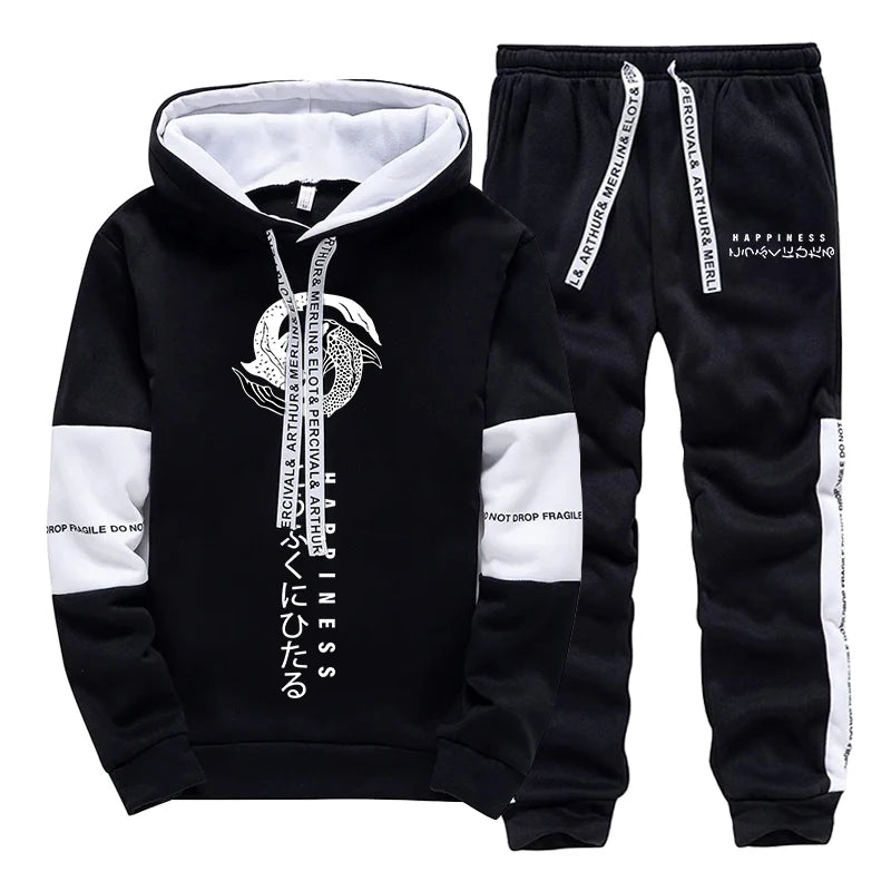 2025 Brand New Men's Set Hooded Sweatshirt Sweatpants Japanese Fashion Hoodie Outfit Male Daily Casual Sporty Trend Jogging Suit.