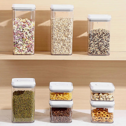 Cereal Container Kitchen Airtight Jars Clear Stackable Sealed Jar for Rice Pet Food Home Bakers Pantry Organizers Dried Fruits.