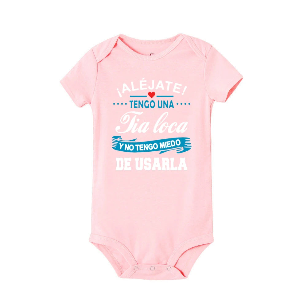 Bleiben Sie weg, ich habe eine verrückte Tante, ich habe keine Angst vor ihr Baby-Strampler, lustiger Säuglings-Body, kurzärmelige Overall-Outfits für Neugeborene.